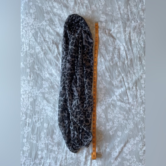 Black and Gray Leopard Print Infinity Scarf - Picture 4 of 6